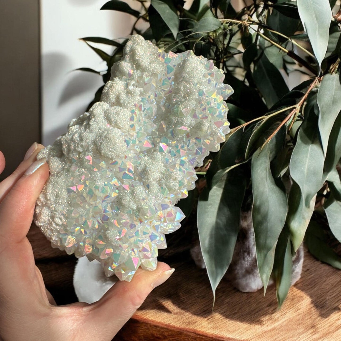 Ethereal Angel Aura White Quartz Crystal Heart Cluster