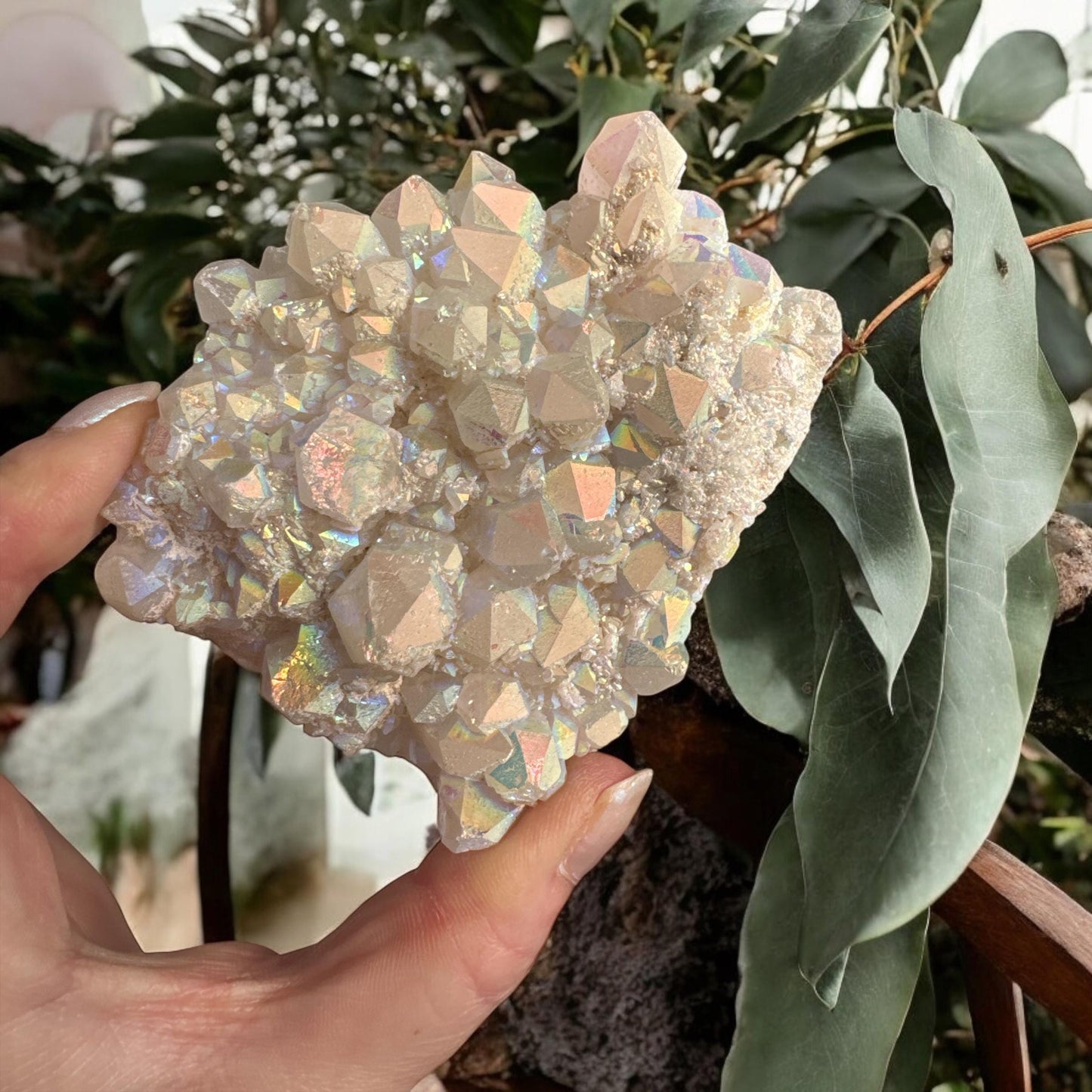 Angel Aura White Quartz Crystal Heart Cluster