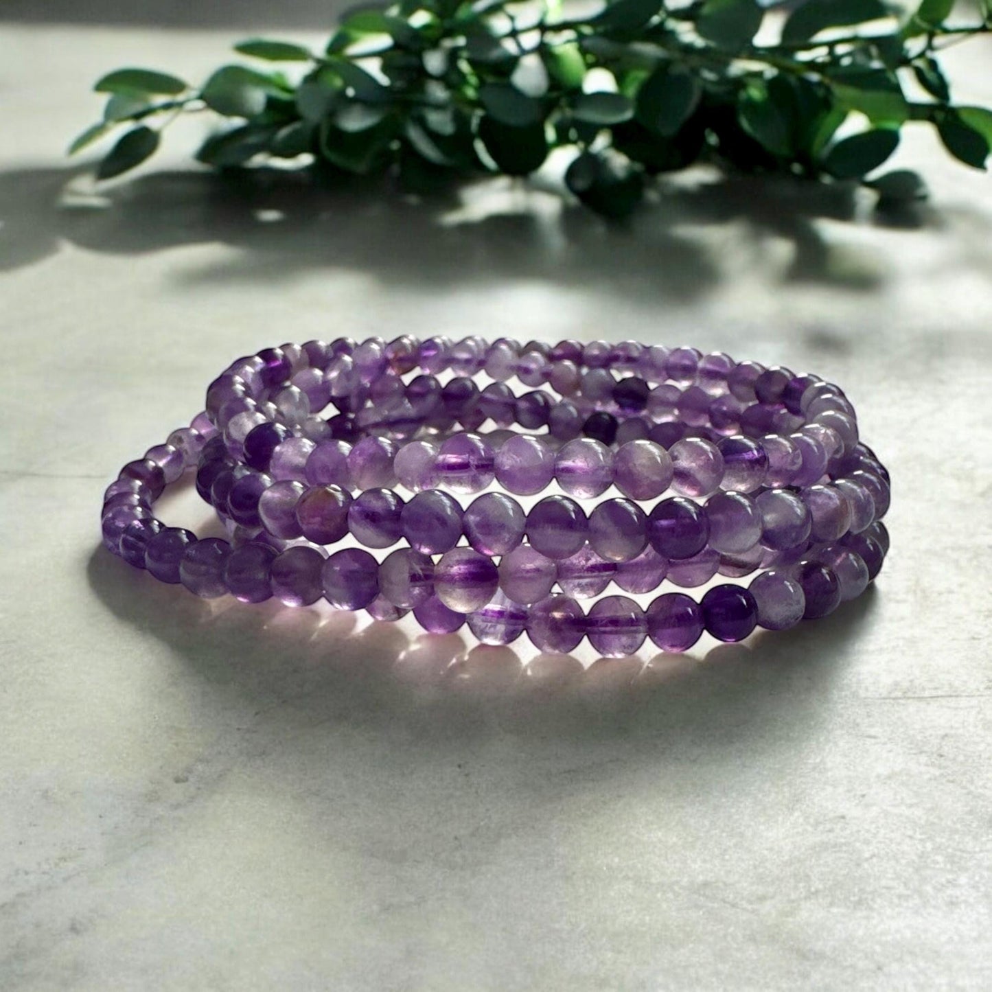 Amethyst Crystal Bead Bracelet: Handmade 4mm Healing Gemstone