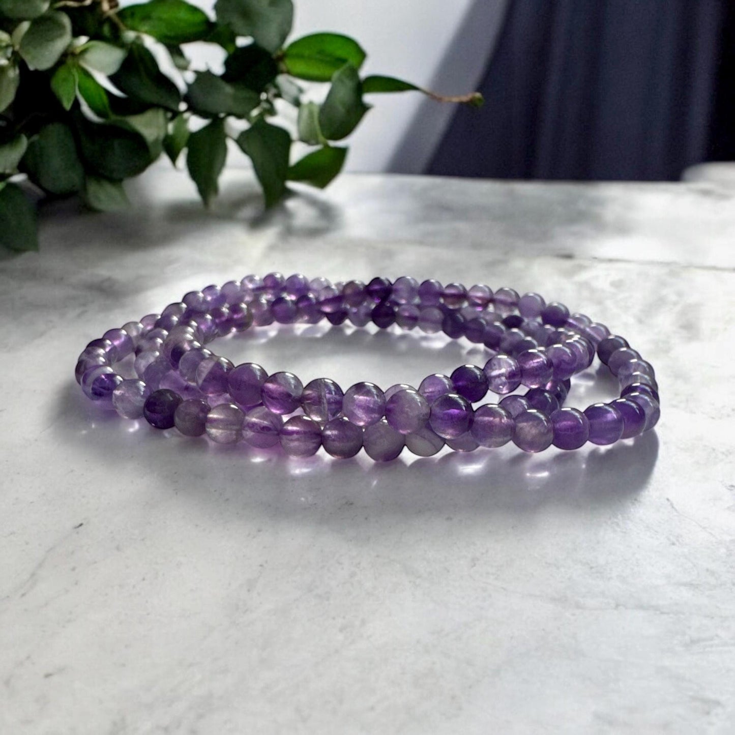 Amethyst Crystal Bead Bracelet: Handmade 4mm Healing Gemstone