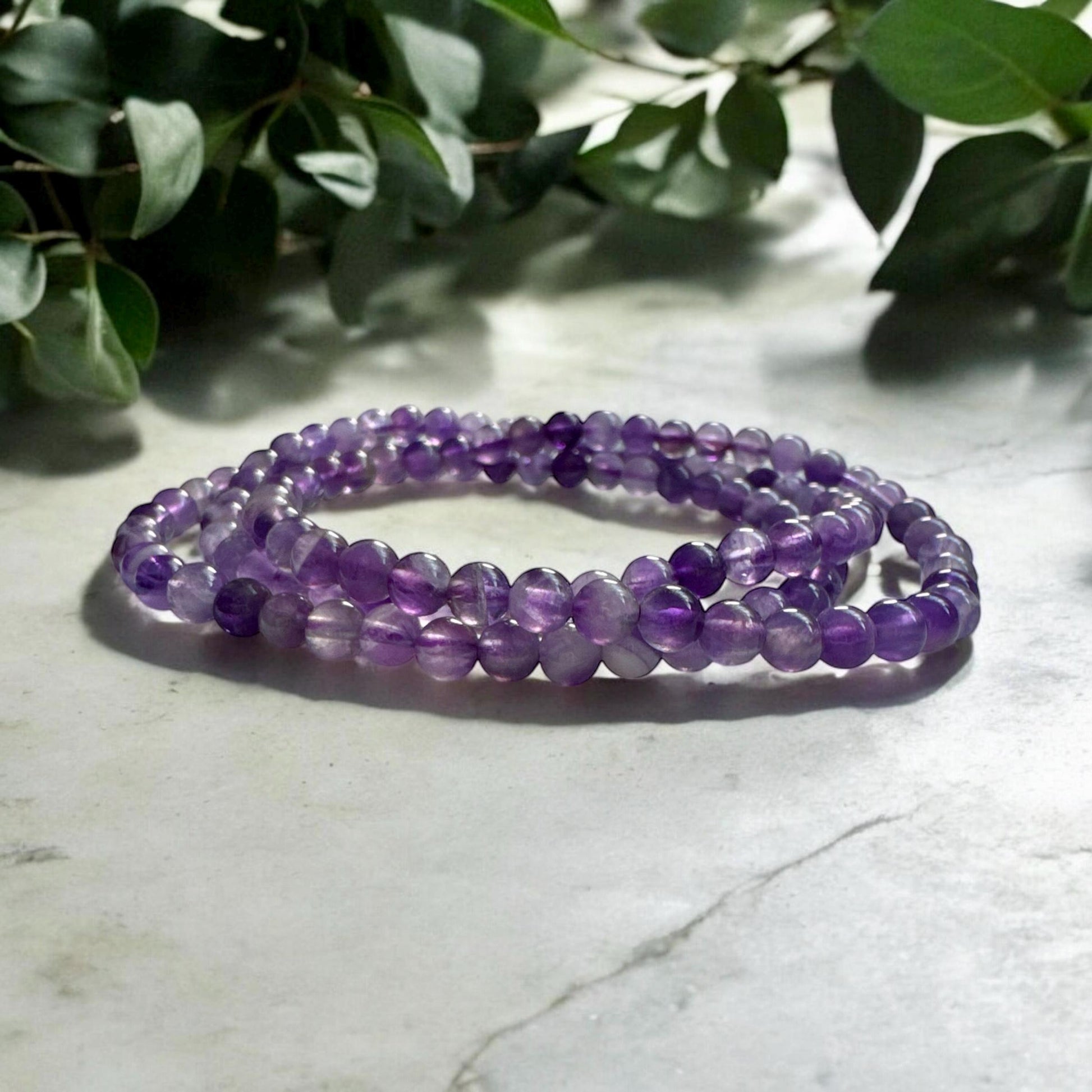 Amethyst Crystal Bead Bracelet: Handmade 4mm Healing Gemstone