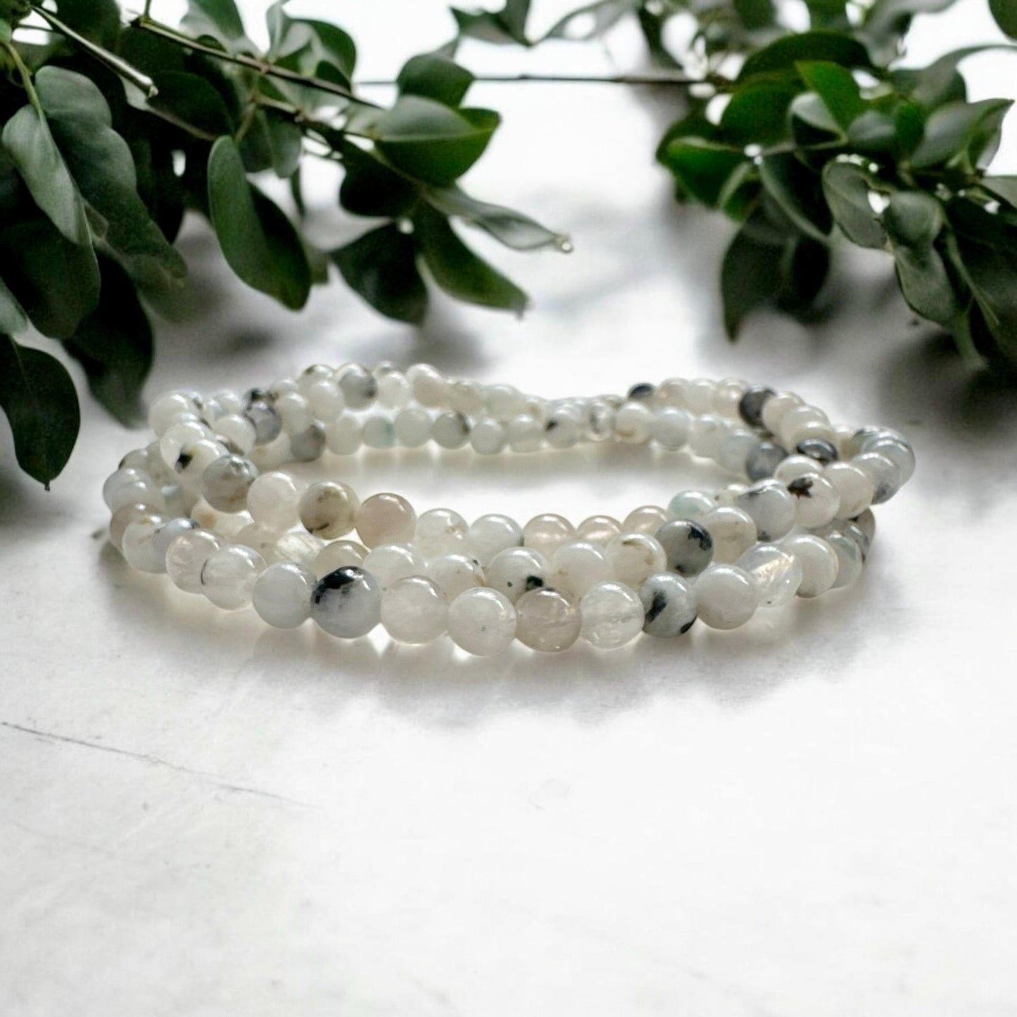 Rainbow Moonstone Beaded Bracelet: 4mm Crystal, Divine Feminine Energy, 7.5"