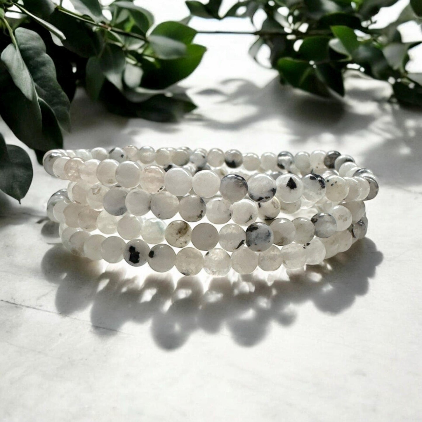 Rainbow Moonstone Beaded Bracelet: 4mm Crystal, Divine Feminine Energy, 7.5"