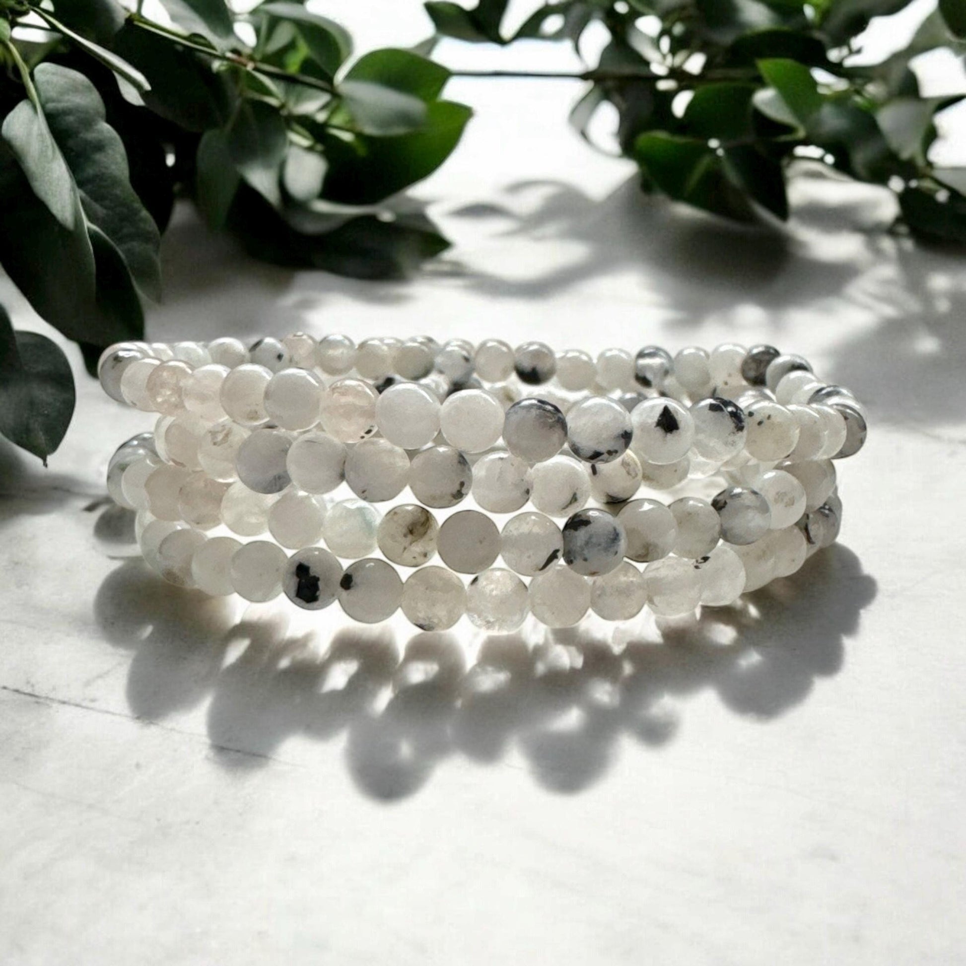 Rainbow Moonstone Beaded Bracelet: 4mm Crystal, Divine Feminine Energy, 7.5"
