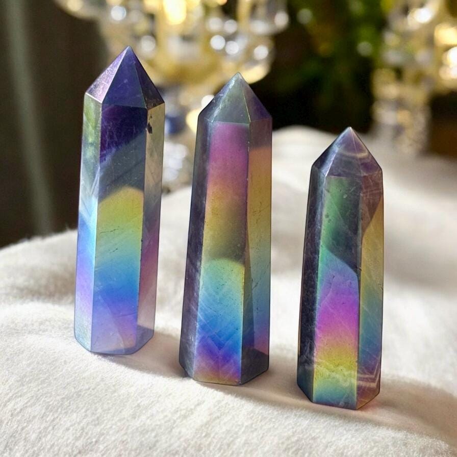 Aura Amethyst Crystal Towers – Colourful & Calming | Luna by Louise, Crystal Shop UK