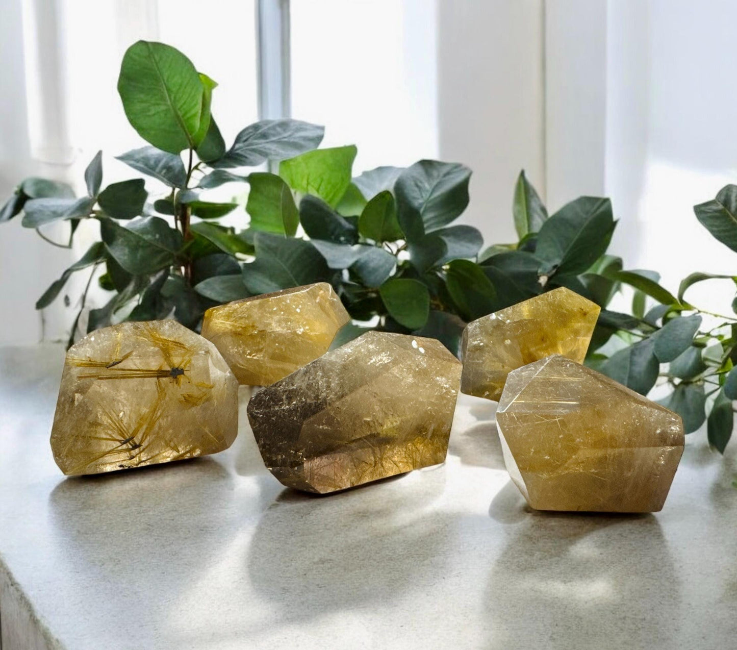 Golden Rutilated Quartz Free Form – Luna by Louise, Crystal Shop UK | High-Vibration Quartz with Golden Rutile Threads