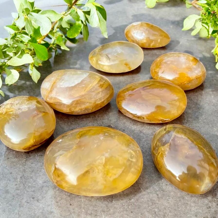 Golden Healer Quartz Palm Stone - Healing & Harmony | Luna by Louise Crystal Shop UK