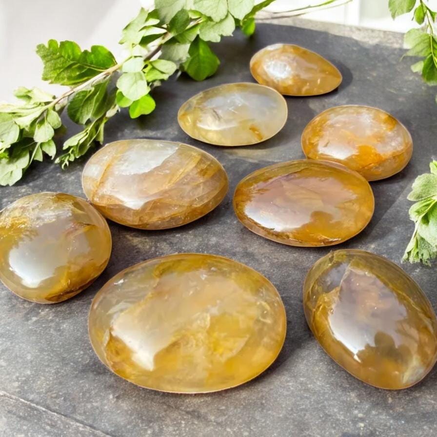Golden Healer Quartz Palm Stone - Healing & Harmony | Luna by Louise Crystal Shop UK