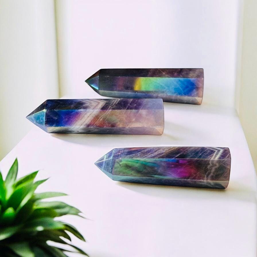 Aura Amethyst Crystal Towers – Colourful & Calming | Luna by Louise, Crystal Shop UK