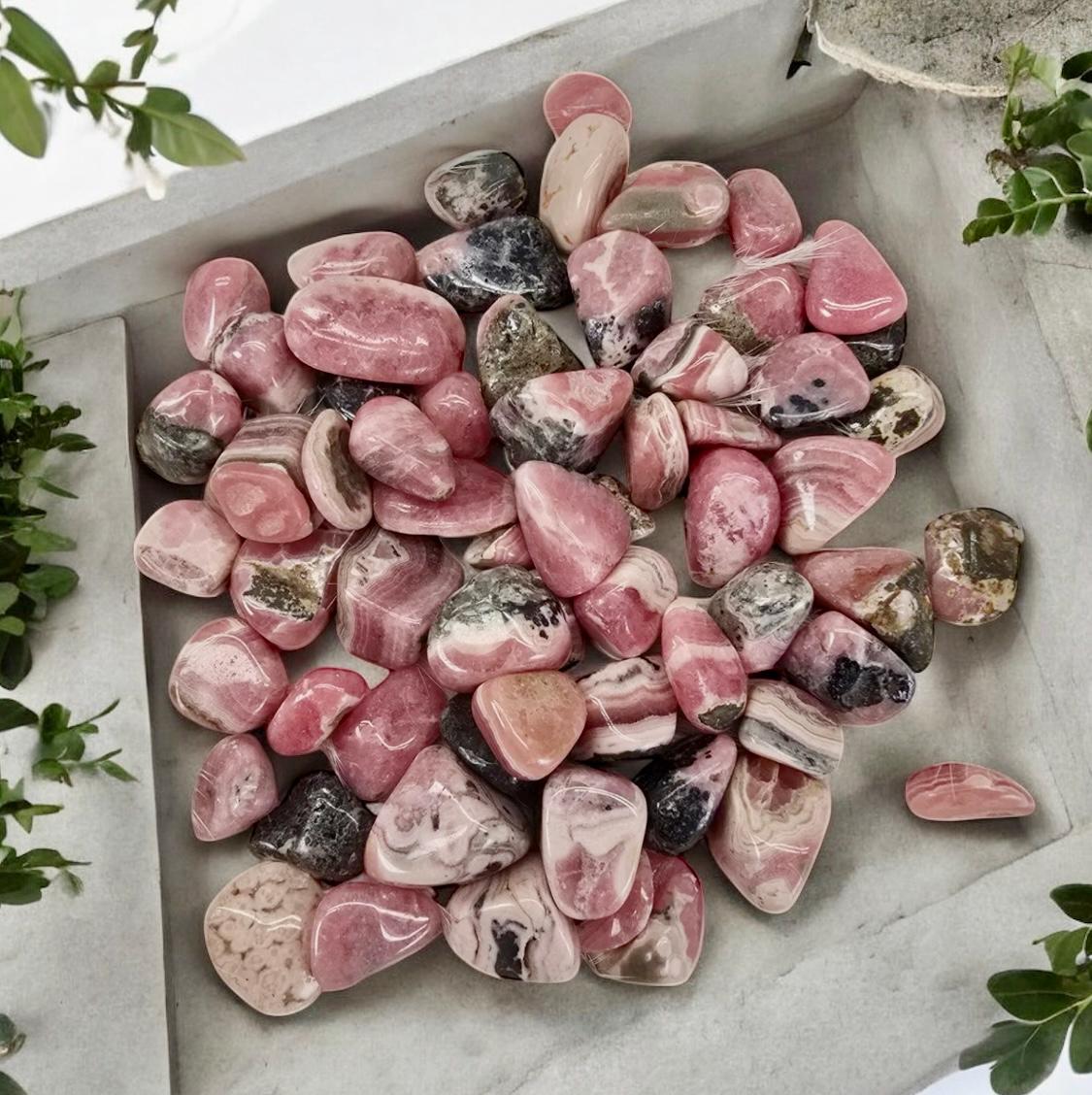 Rhodochrosite Mini Tumble Stone Chip: Heart Healing Crystal, Emotional Support Gem