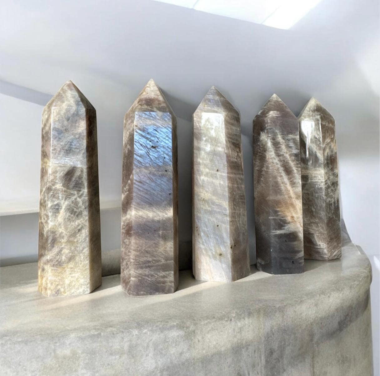 Moonstone Crystal Tower: Soothing Emotional Balance, Luna by Louise