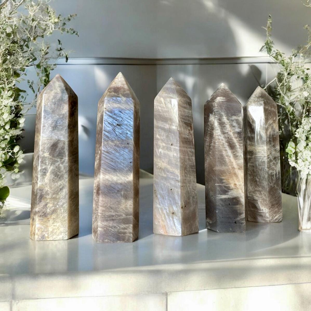 Moonstone Crystal Tower: Soothing Emotional Balance, Luna by Louise