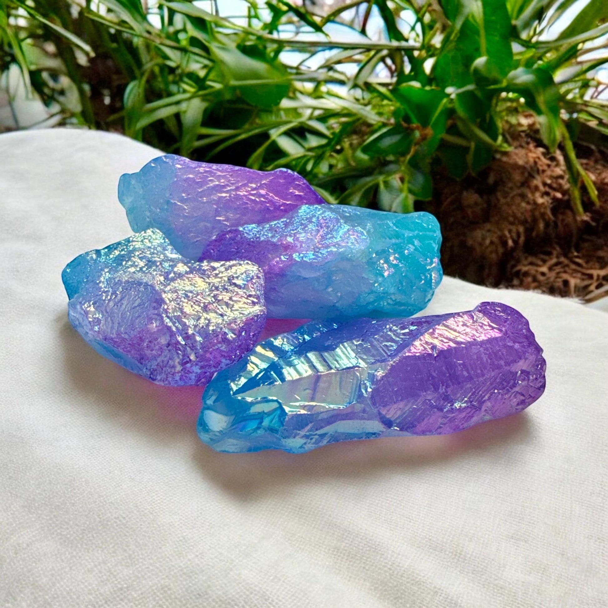 Aura Blue Unicorn Quartz Crystal Point: Iridescent Healing Energy