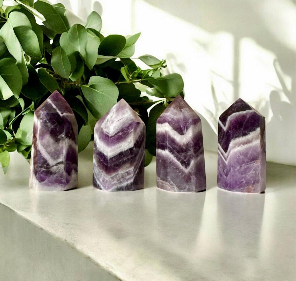 Chevron Amethyst Mini Crystal Tower: Spiritual Decor