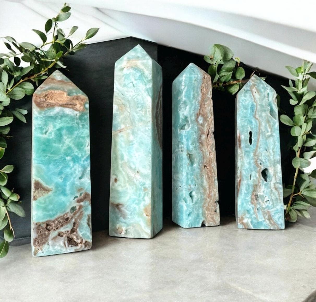 Hemimorphite Crystal Obelisk Tower: High Vibration Energy, Communication Stone