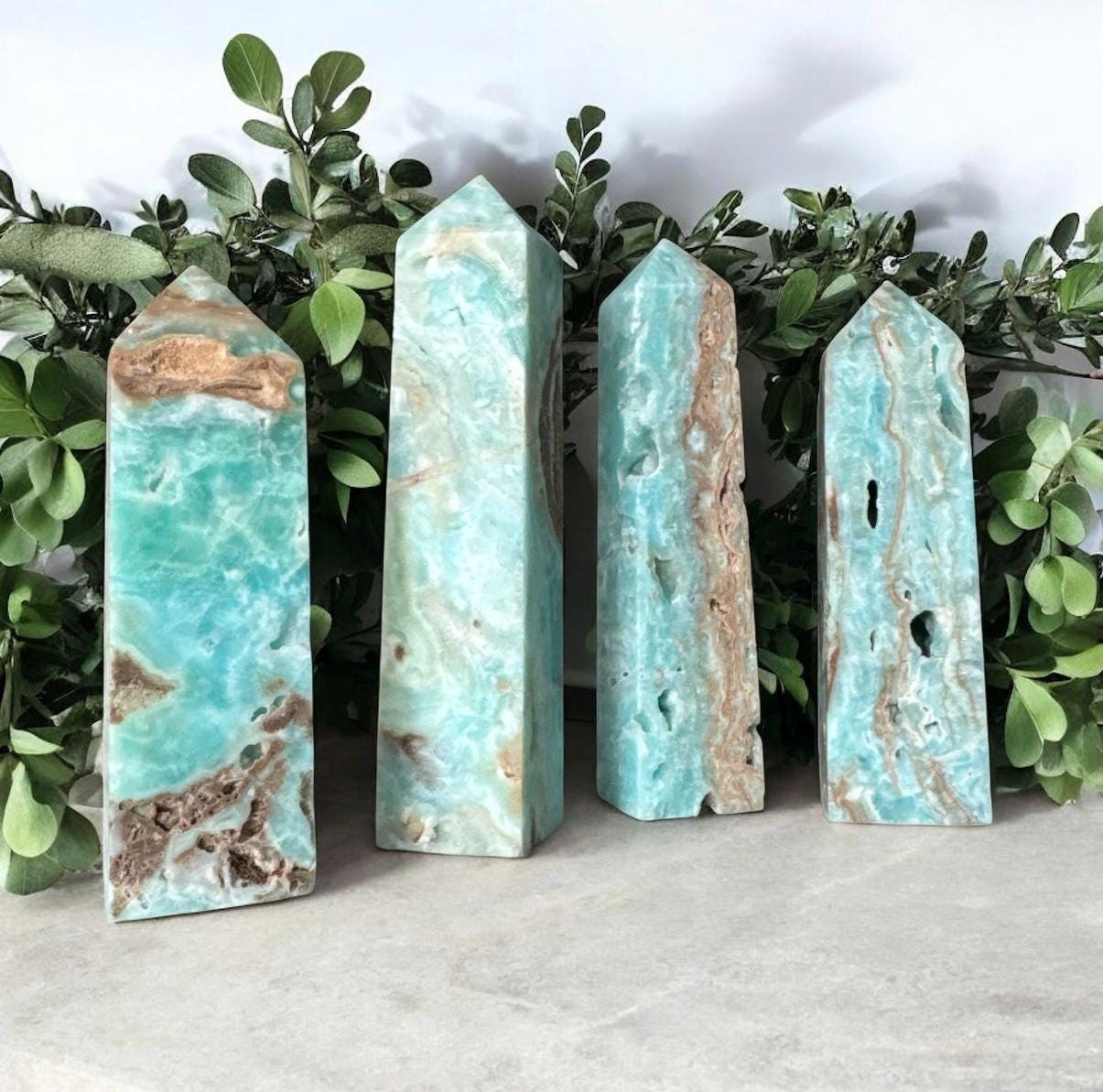 Hemimorphite Crystal Obelisk Tower: High Vibration Energy, Communication Stone