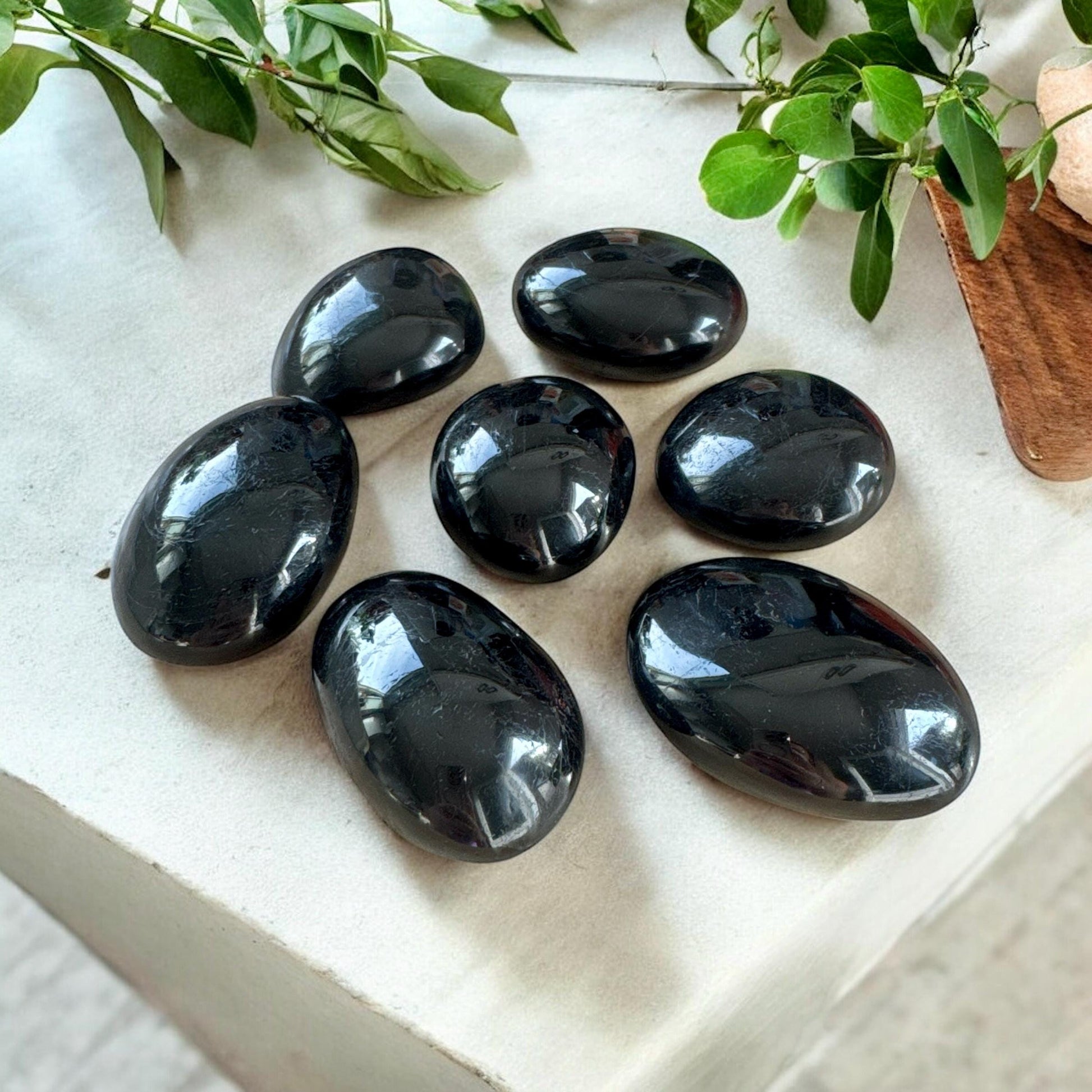 Black Tourmaline Palm Stone: Protection & Grounding Crystal - Luna by Louise