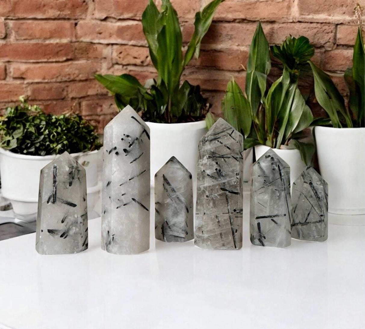 Tourmalinated Quartz Tower: Black Tourmaline Inclusions, Balance & Protection