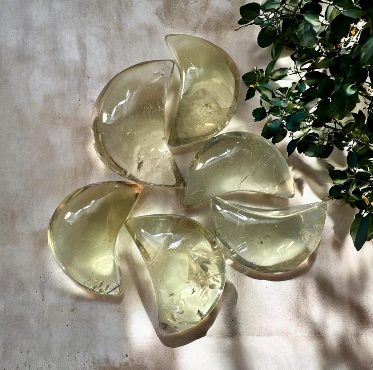 Citrine Crescent Moon Crystal – Polished Abundance Stone