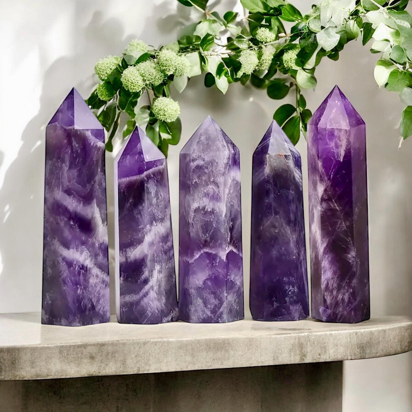 Chevron Amethyst Crystal Tower: Spiritual Decor (60-70mm)