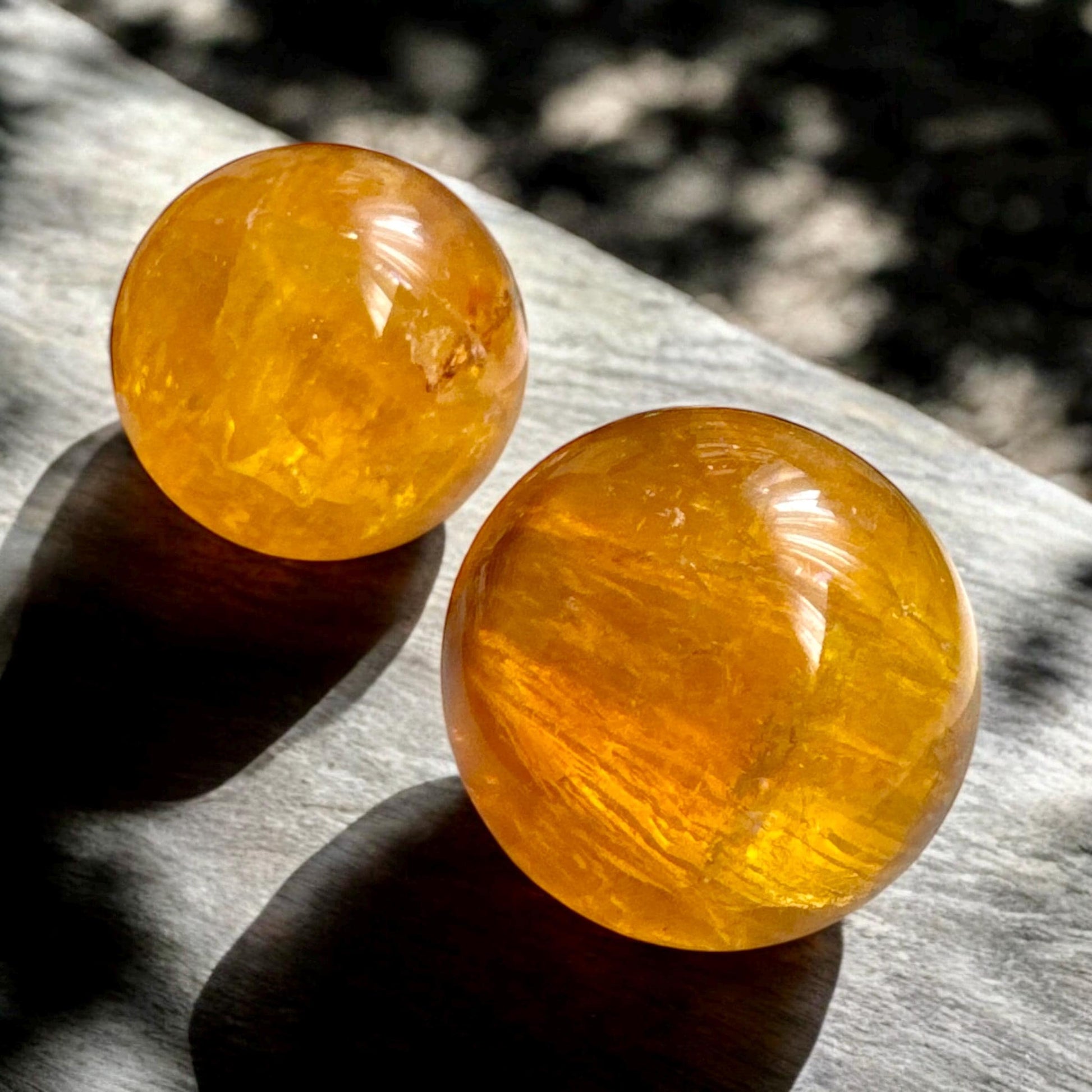 Yellow Fluorite Sphere with Mica: Crystal Healing, Confidence & Creativity