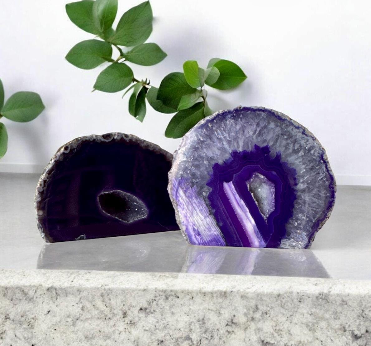 Purple Agate Crystal Slice: Intuition & Spiritual Growth