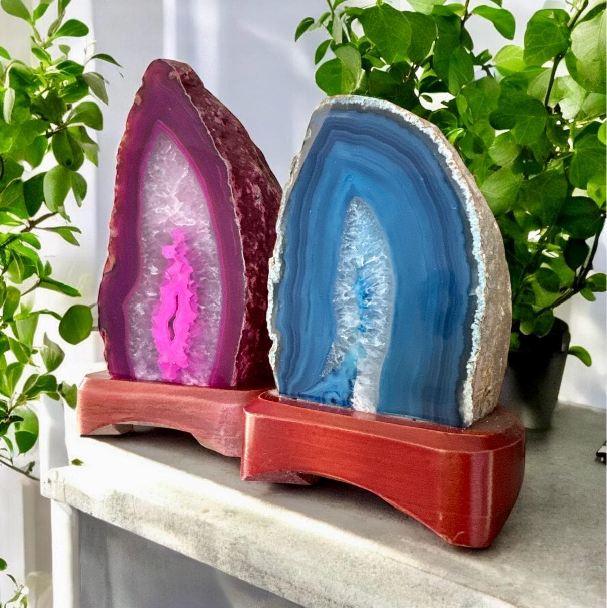 Pink Agate Geode Lamp: Luna by Louise, Crystal Shop UK