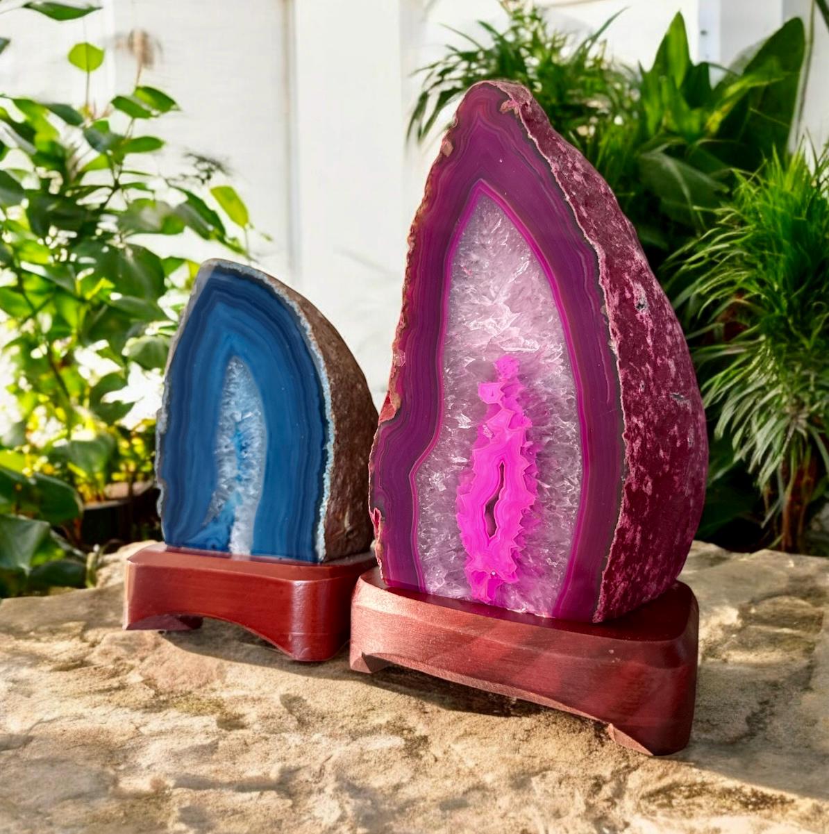 Pink Agate Geode Lamp: Luna by Louise, Crystal Shop UK