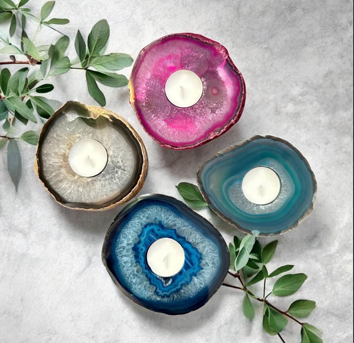 Agate Geode Candle Holder: Ethereal Crystal Home Decor