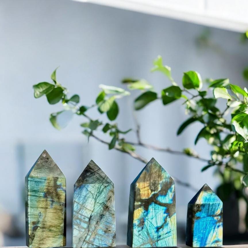 Labradorite Super Flashy Obelisk Tower: Intuition Crystal - Luna by Louise