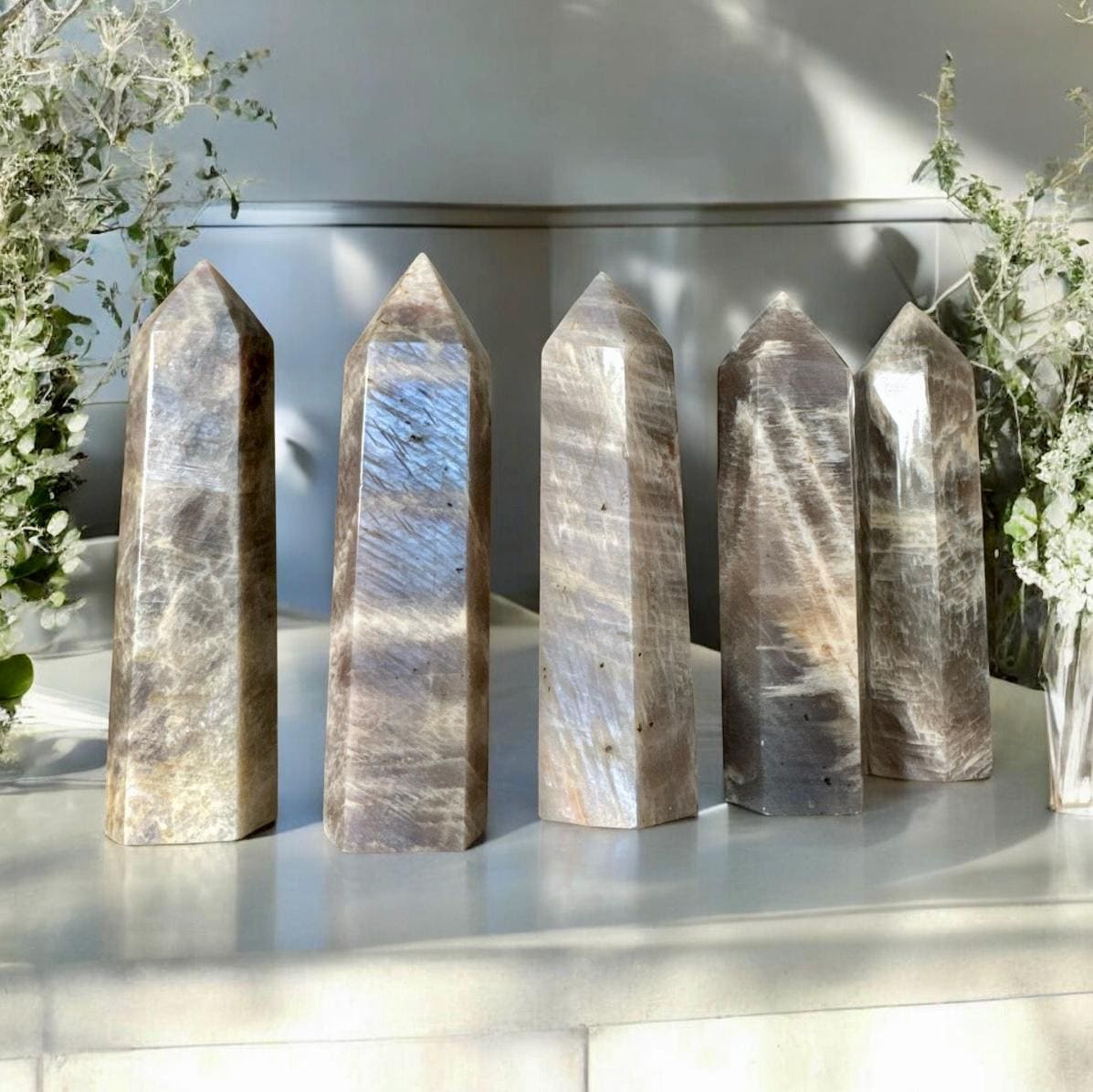 Moonstone Crystal Tower: Soothing Emotional Balance, Luna by Louise