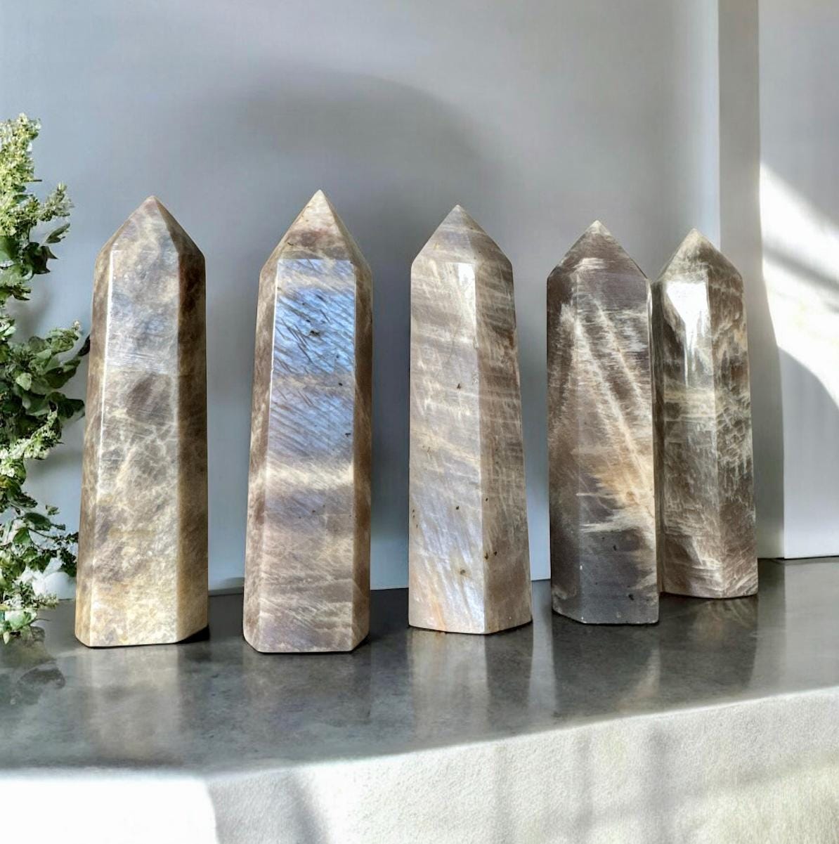 Moonstone Crystal Tower: Soothing Emotional Balance, Luna by Louise