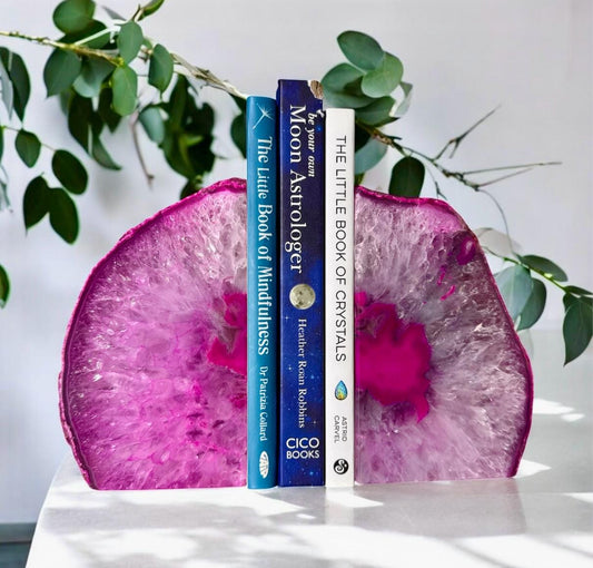 Pink Agate & Quartz Geode Bookends: Crystal Home Decor