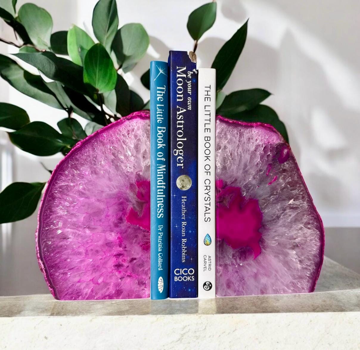 Pink Agate & Quartz Geode Bookends: Crystal Home Decor