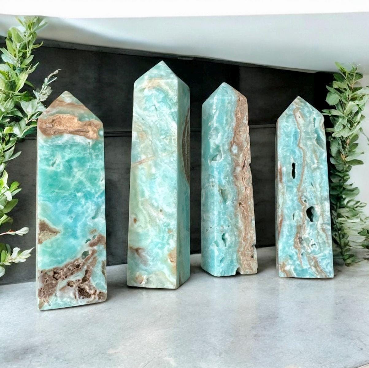 Hemimorphite Crystal Obelisk Tower: High Vibration Energy, Communication Stone