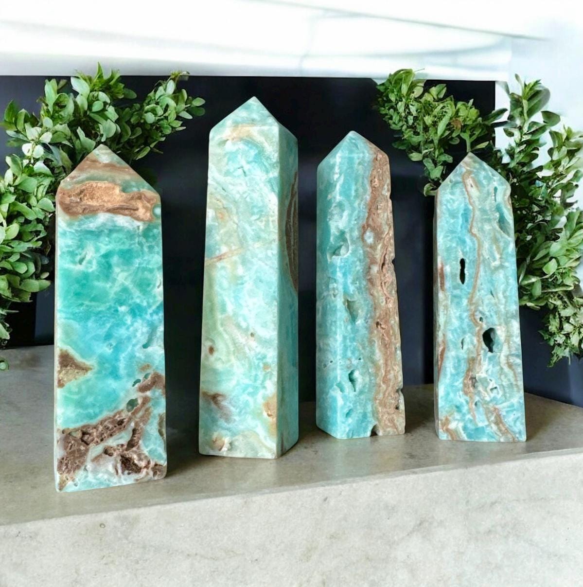 Hemimorphite Crystal Obelisk Tower: High Vibration Energy, Communication Stone