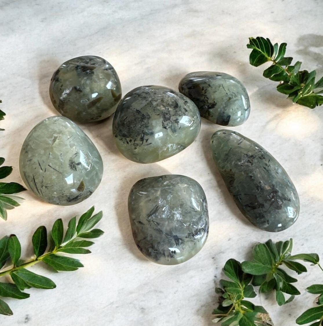 Prehnite Tumble Stone: Heart Healing Crystal for Calm & Spiritual Growth