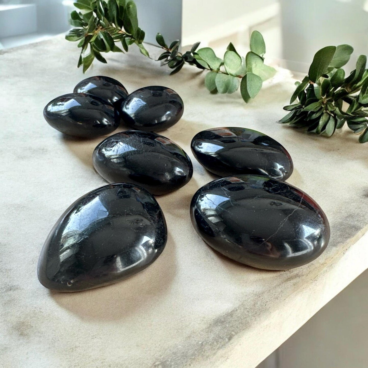 Black Tourmaline Palm Stone: Protection & Grounding Crystal - Luna by Louise