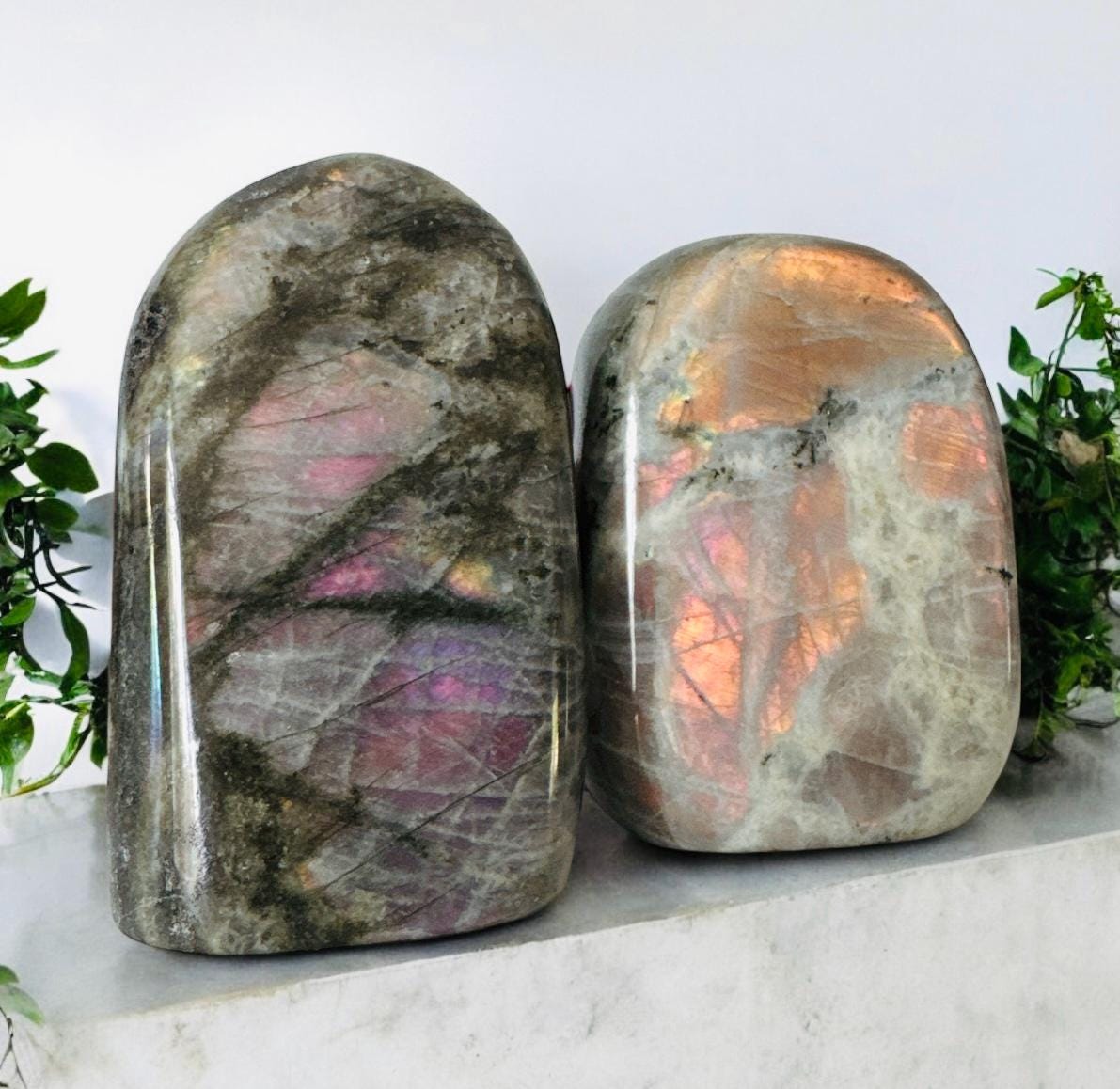 Rainbow Flash Labradorite Free Form: Pink, Purple & Orange Crystal