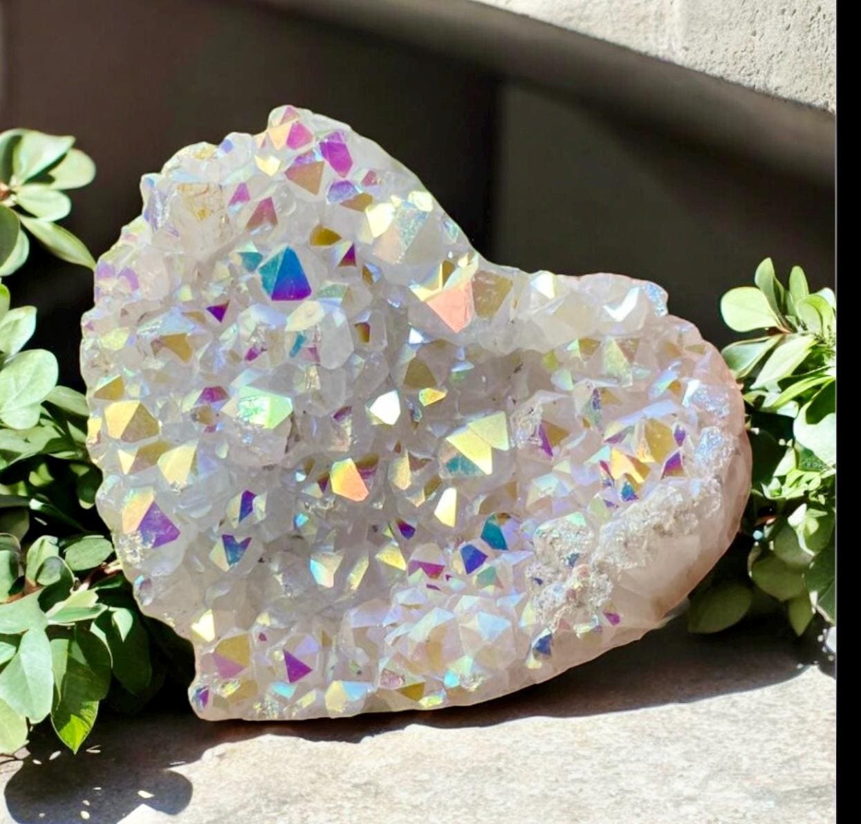Angel Aura White Quartz Crystal Heart Cluster: Ethereal Healing Stone