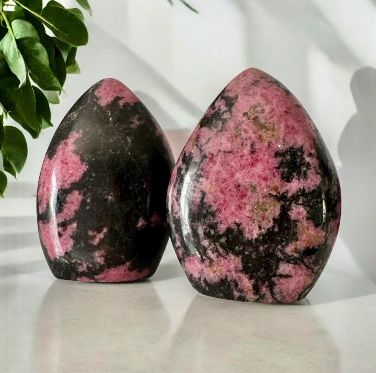 Polished Rhodonite Crystal: Emotional Healing Heart-Opening Stone