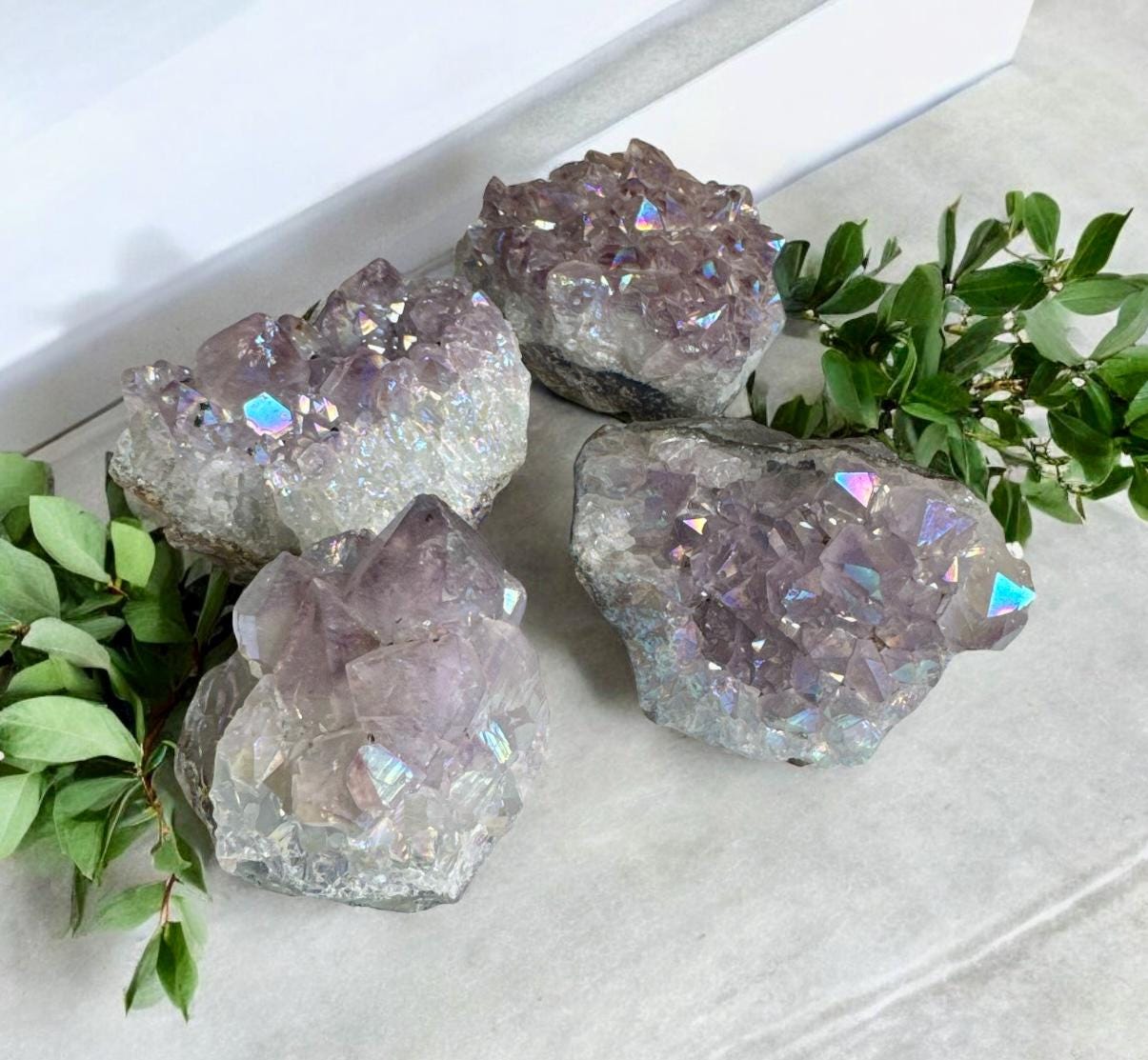 Angel Aura Amethyst Cluster: Pearl Finish Crystal for Serenity