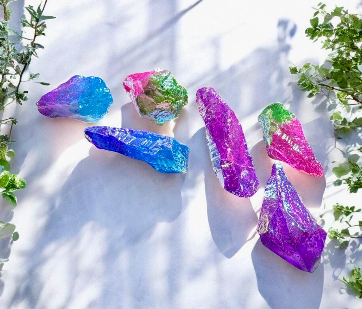 Mini Aura Unicorn Quartz Points: Iridescent Crystal Set of 4