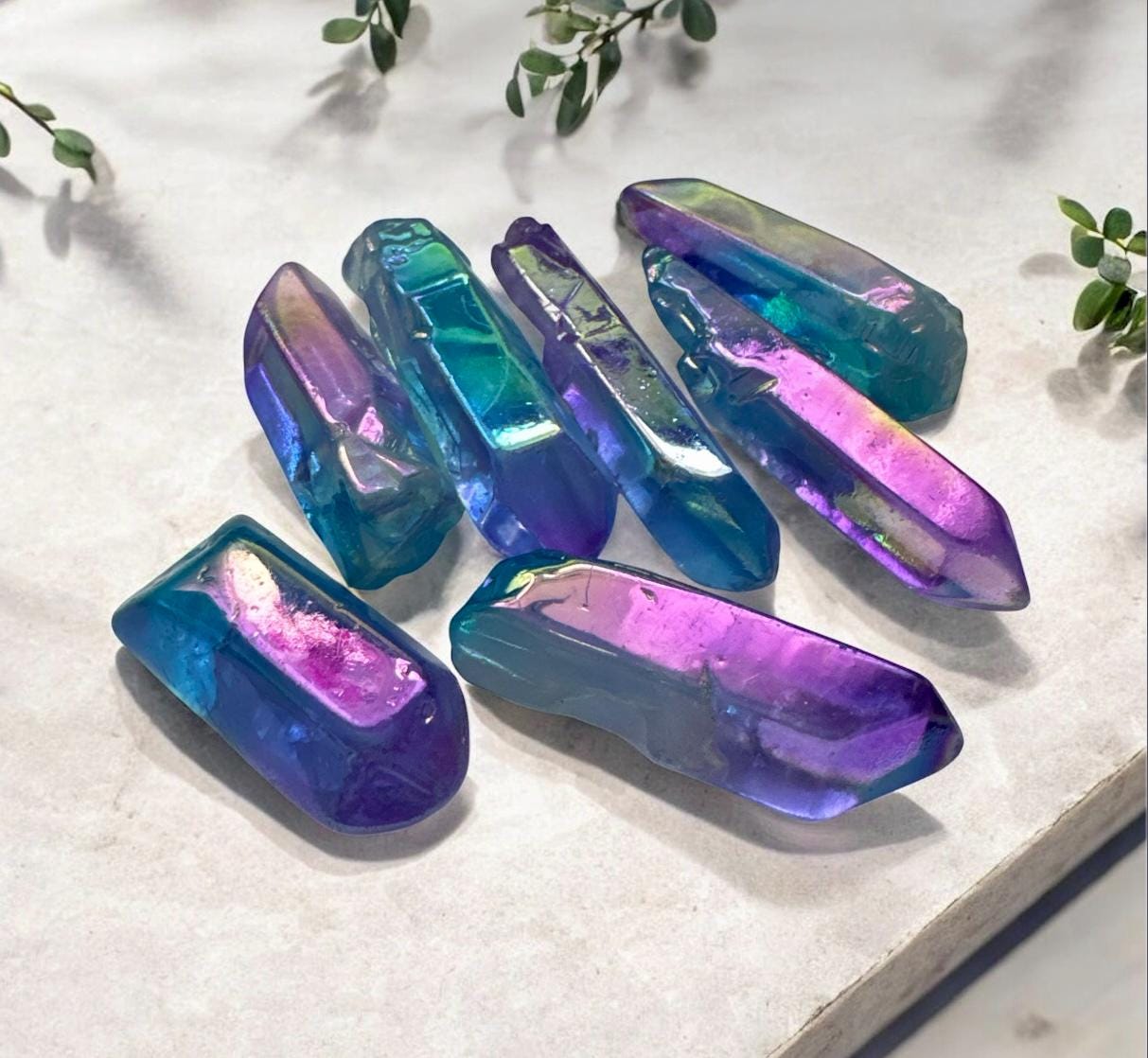 Blue & Purple Aura Quartz Point: Cosmic Calm, Intuition