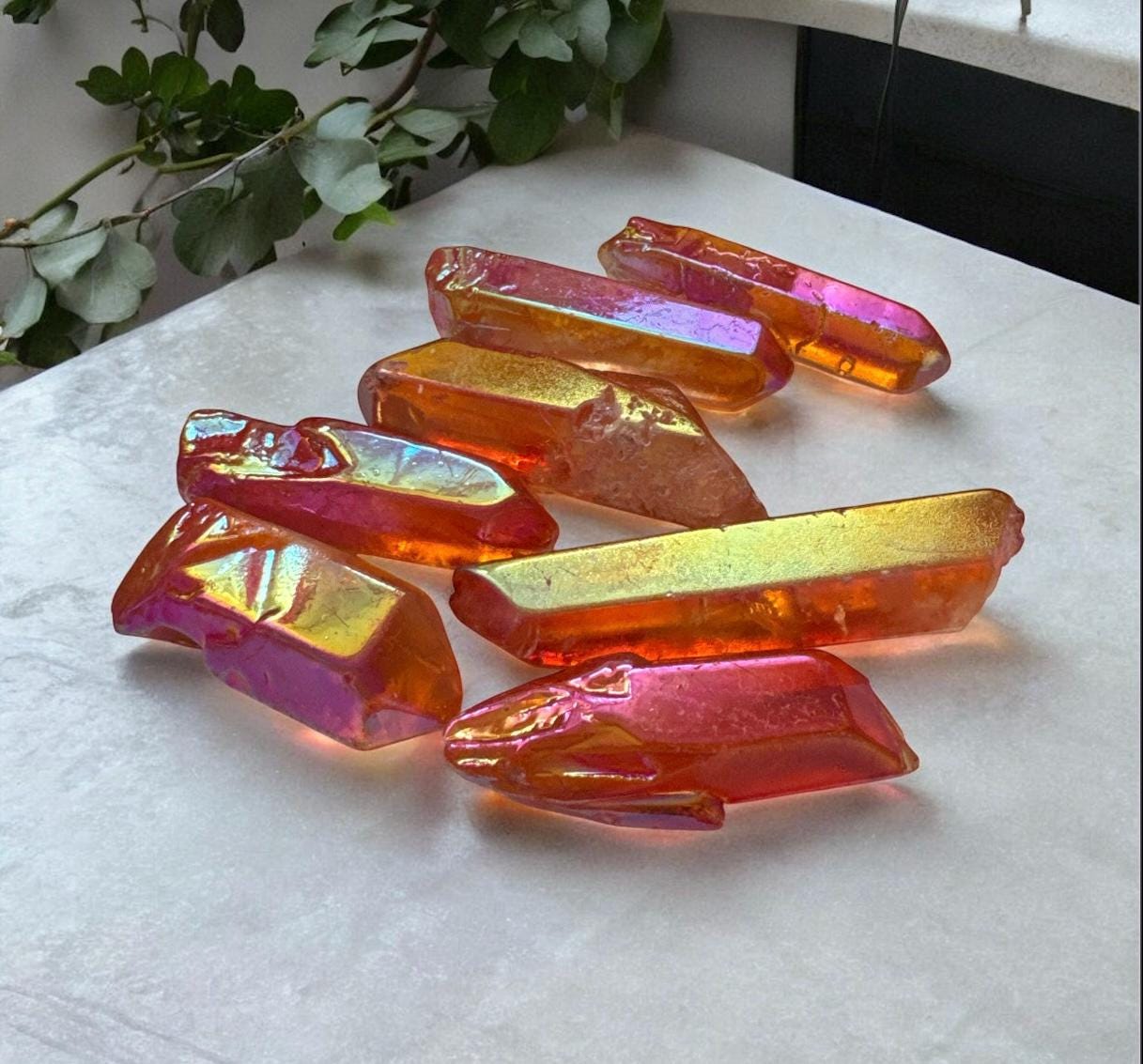 Tangerine Aura Quartz Point – 2–3” | Vibrant Creative Energy | Luna by Louise, Crystal Shop UK