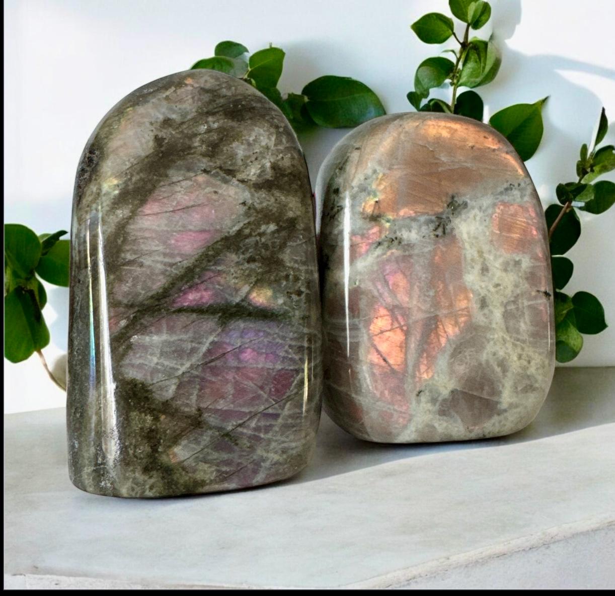 Rainbow Flash Labradorite Free Form: Pink, Purple & Orange Crystal