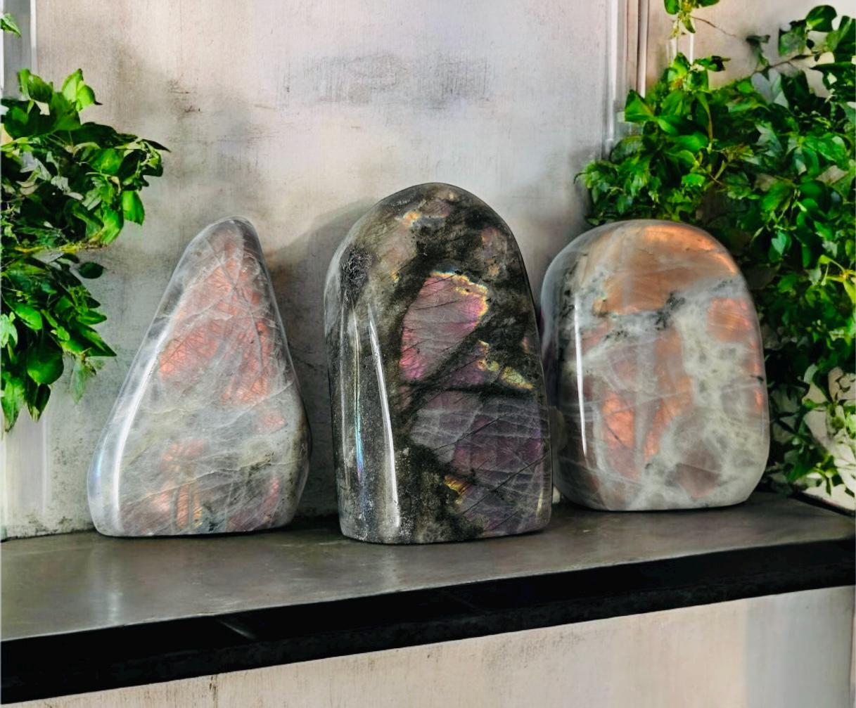 Rainbow Flash Labradorite Free Form: Pink, Purple & Orange Crystal