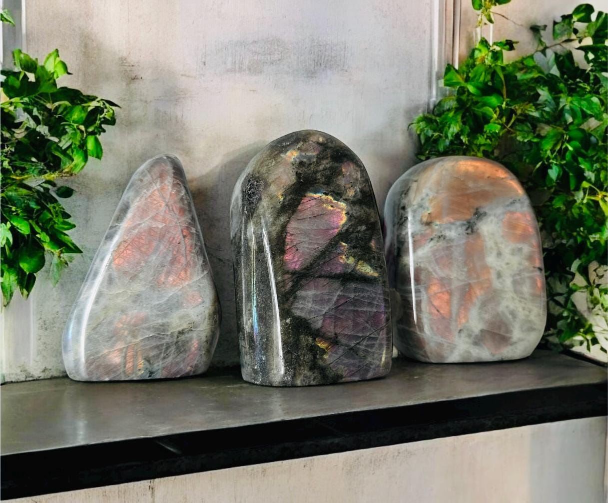 Rainbow Flash Labradorite Free Form: Pink, Purple & Orange Crystal