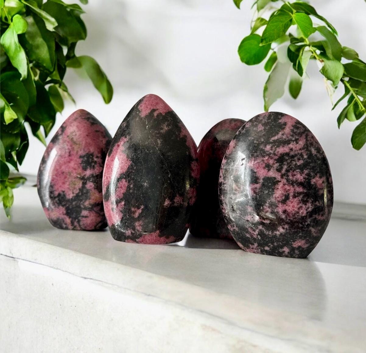 Polished Rhodonite Crystal: Emotional Healing Heart-Opening Stone