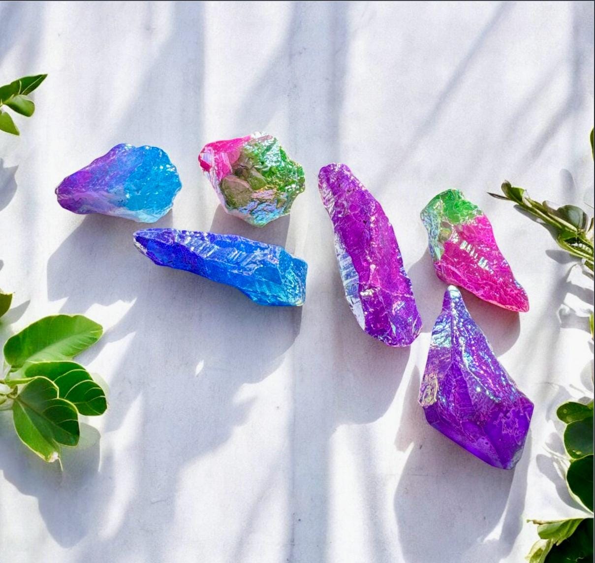 Aura Unicorn Quartz Points: Iridescent Crystal Set of 4